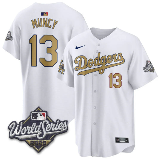 Dodgers Muncy WHT and GLD 2025 Champs patch